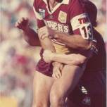 Gene Miles in action for the Broncos. He started his senior career with Souths in Townsville.