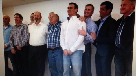 Some of Souths' 1985 squad (from left) John Elias, Eddie Muller, Gary Belcher, Ken Rach (trainer), Scott Tronc, Mark Meskell, Paul Wallace, David Bourke, Ken Gittens, Chris Phelan.